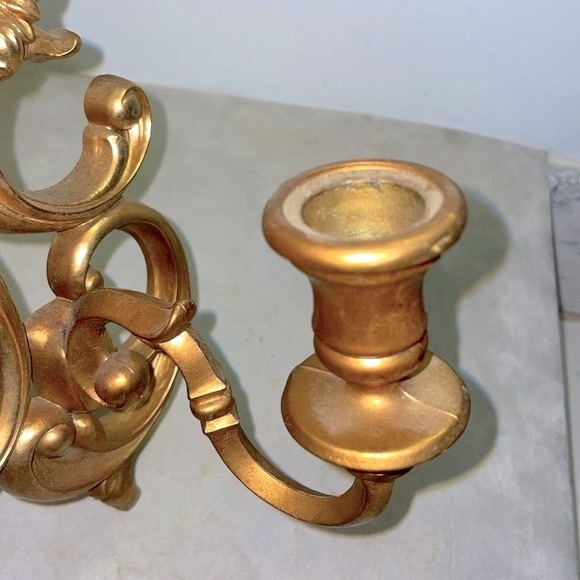 Dart Syroco Pair of 2 Gold Resin Wall Candle Holders Sconces Excellent Condition - Picture 5 of 14